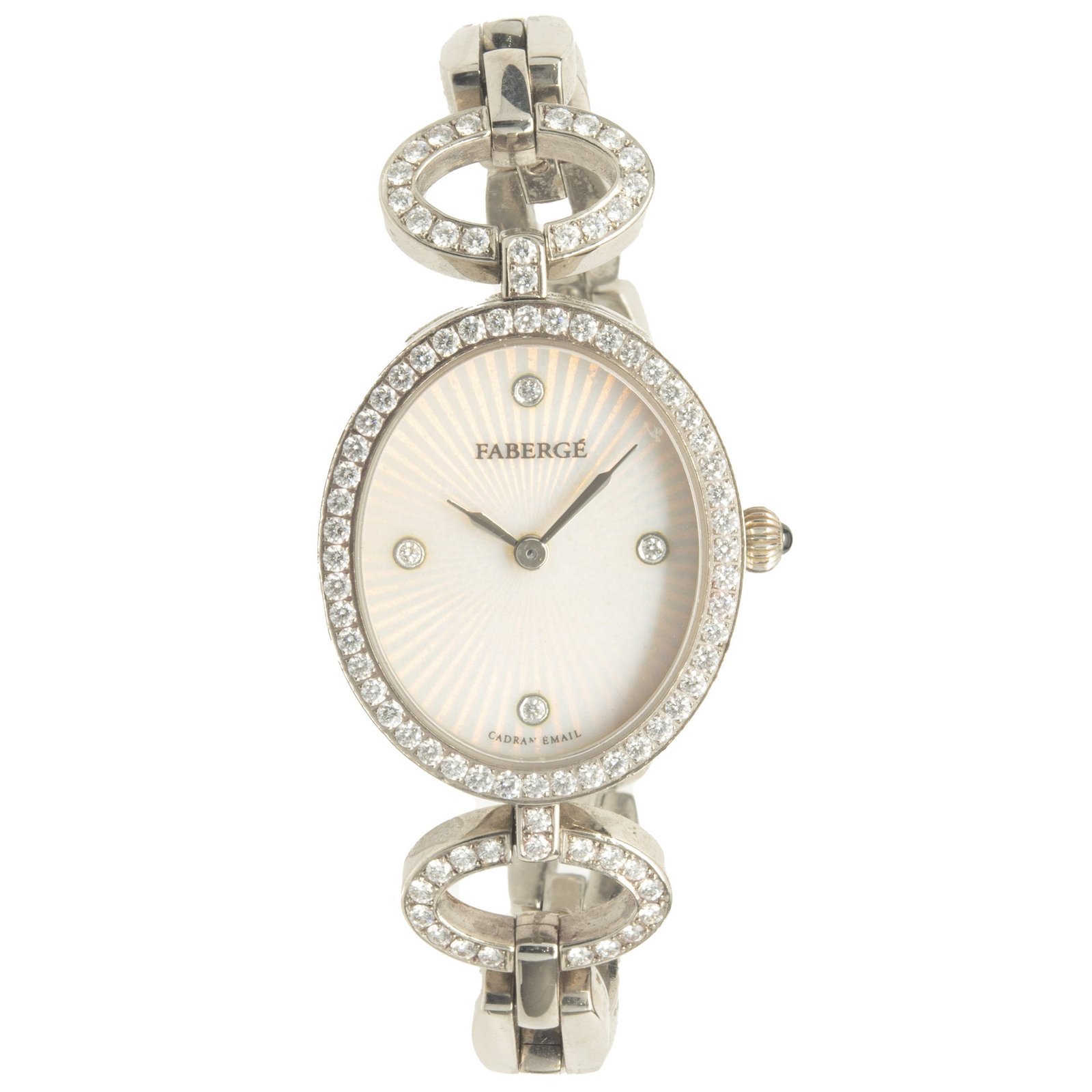Faberge 18 Karat White Gold Diamond and Mother of Pearl Anastasia Dress
